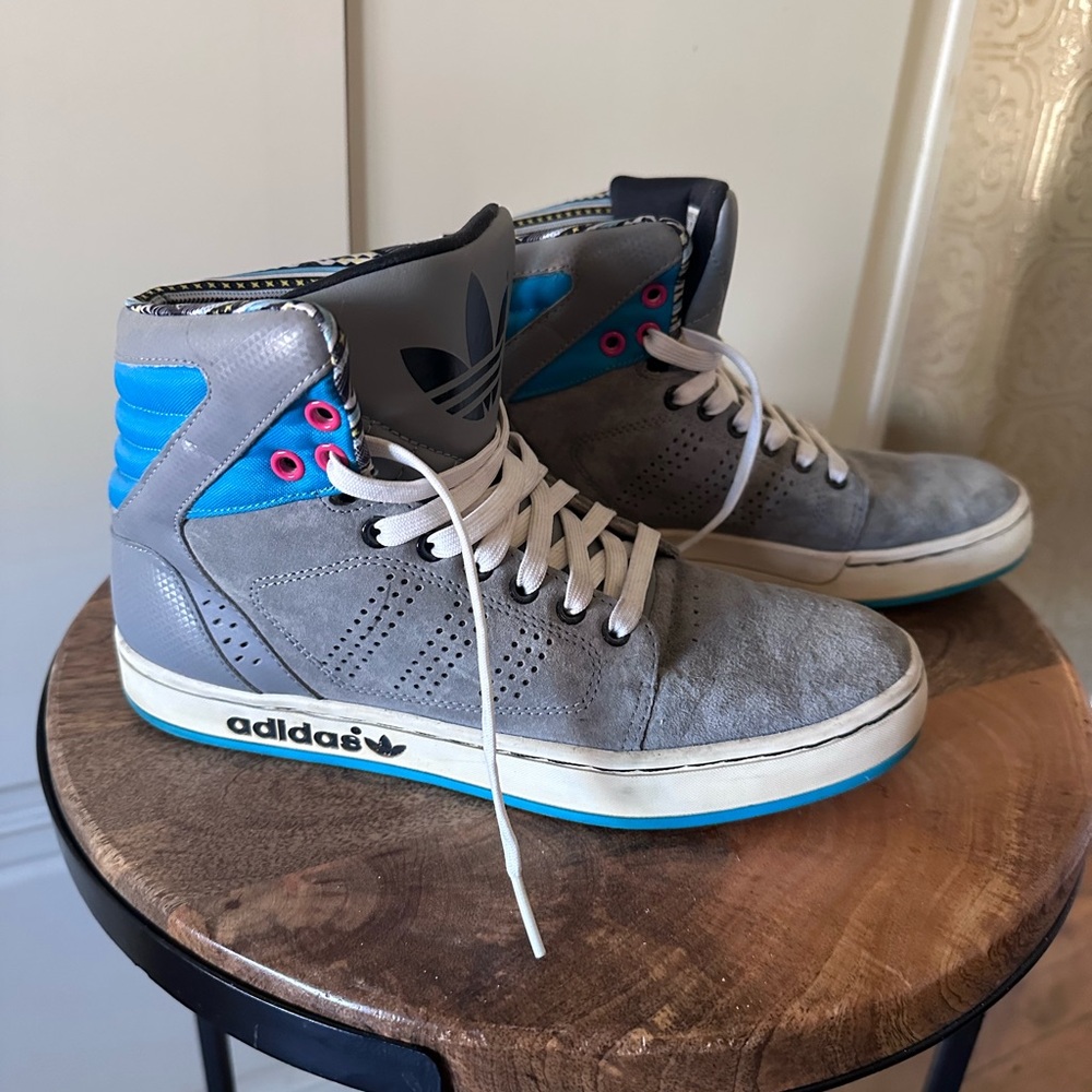 Adidas Gray and Blue High-Tops